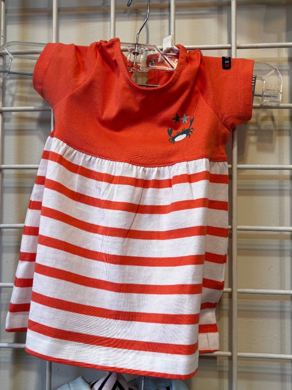 Batela Baby Dress with a Crab Embellishment and a Striped Dress 6M